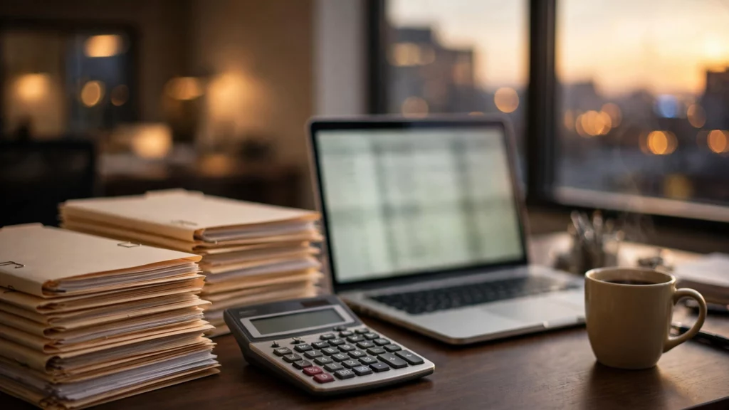 Accountant's desk during tax season — IT support for accounting firms